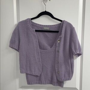 Cupcake Lavender Knit Tank Top and Cardigan